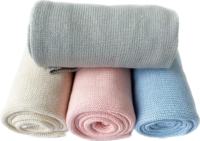 Couverture pour bébé en coton biologique OEM, tricotée, 100% coton, écologique, rose, bleu, couverture d'emmaillotage pour bébé, couverture de réception pour nouveau-nés