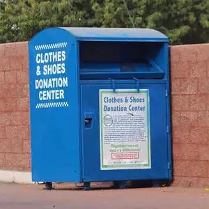 Boîte de don de tissu, bac de recyclage de vêtements d'occasion, bacs de recyclage pour vêtements