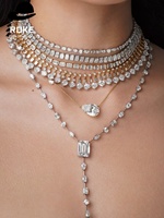 Collier tennis multicouche en or 9K avec pampilles scintillantes, taille princesse, pour fiançailles, mariage, fête, cadeau, unisexe /IGI
