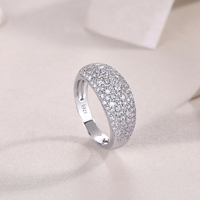 Anello in Moissanite di Colore D VVS1 di Qualità Superiore, Anello di Lusso in Argento Sterling 925 per Donna, Anello con Gemma e Incastonatura a Pavé