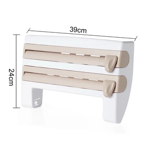 4 In1 Paper Hanger <strong>Cling</strong> Film Storage Rack Film Roll Holder Cutter Wall Mounted Plastic Kitchen Towel Foil <strong>Dispenser</strong> <strong>Cling</strong> - Product Image 2