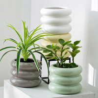 Pots de fleurs modernes en céramique émaillée Pot de fleurs Usine Vente en gros Forme de cercle Design pour intérieur et extérieur Jardin Décoration intérieure