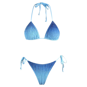 <span class=keywords><strong>JSN</strong></span> - Conjunto de Bikini de 2 Piezas con Cuello Halter para Mujer, Diseño Arrugado, Tanga, Spandex/Nylon, Transpirable, de Secado Rápido - Product Image 1
