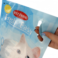 Sac pour nourriture pour animaux de compagnie en matériaux recyclés tissés de couleur personnalisée avec fermeture éclair refermable et fond plat pour animaux de compagnie
