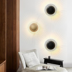 โคมไฟติดผนังรูปดอกทานตะวันอลูมิเนียม LED E27 สีดำโรสโกลด์แชมเปญโกลด์ D15 H8 ซม. สำหรับโรงแรมห้องนั่งเล่นตกแต่งห้องนอน - Product Image 3