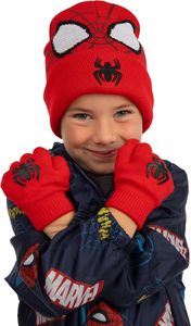 Conjunto de 2 Piezas de Gorro y Guantes de Invierno para Niños, Diseño de Superhéroe Araña, Tejido Jacquard, Gorro Térmico Cálido para Niños y Niñas - Product Image 2