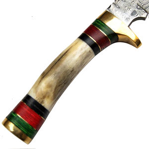 Cuchillo de Caza y Camping de Acero de Damasco Profesional, Hecho a Medida, DIY, OEM, con Hoja de Punta Caída y Mango de Madera, para Exteriores, Garantía de 3 Años - Product Image 3