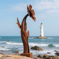 Décoration d'art en acier Corten pour jardin et parc, grande sculpture de tournesol personnalisée en acier Corten, statue de fleur en acier patinable pour extérieur