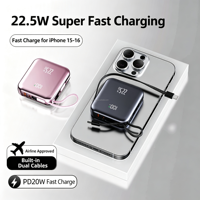 Batterie externe à charge rapide 10000 mAh, chargeur portable avec câble intégré PD QC3.0, Power Banks 10000 mAh, batterie externe
