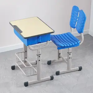 Vente en gros Ensemble bureau et chaises d'école pour étudiants Tables et chaises d'école réglables en plastique personnalisées Meubles pour enfants