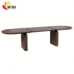 Раскладной обеденный стол Nordic Mesa De Jantar Extensivel, минималистичный, коричневый, овальный, из МДФ, для ресторана. - Product Image 2