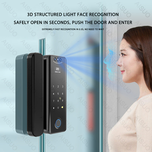 Kunci pengenalan wajah WIFI TUYA terlaris dengan kamera Bluetooth aplikasi kartu sidik jari Digital kantor kaca kunci pintu - Product Image 3
