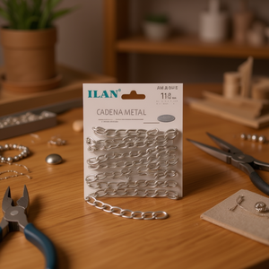 Catena in metallo ILAN, circa 1 m, colore argento, per la creazione di gioielli e artigianato - Product Image 3