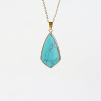 Collier pendentif en pierre de jaspe rhombique naturelle, chaîne à maillons en acier inoxydable en forme de diamant, bijoux en cristal de jaspe, jade et quartz rose