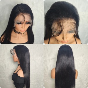 Perruque Lace Front Longue et Droite Noire 100% Cheveux Humains, Grande Quantité, Couleur Noir Naturel, Style Européen et Américain, Vente Chaude - Product Image 5