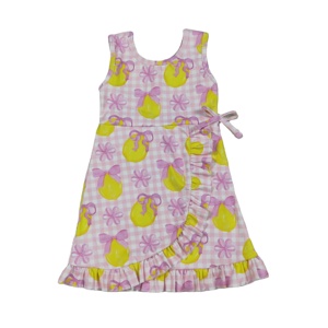 RTS Athletic Wear Robe-short d'été pour petites filles, motif à carreaux coloré citron, avec nœuds, bord festonné, avec short intégré, pour le jeu, le tennis et le yoga - Product Image 1