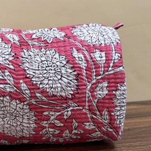 Bolsa de Cosméticos de Color Rosa, Acolchada de Algodón, con Estampado de Letras, Cierre de Cremallera, Ligera, Ecológica, de Pequeña Capacidad, para Viaje - Product Image 3