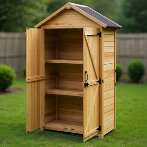 Caseta de jardín de madera para exteriores con puerta con cerradura, techo impermeable, armario de almacenamiento para uso en jardín o patio trasero, modelo D0100XF3F78 - Product Image 2