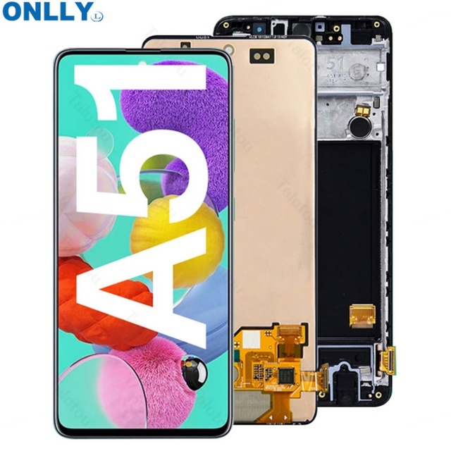 A51 LCD for Samsung Galaxy A51 A515 Super AMOLED Display with Frame Touch Digitizer Assembly Replacement Screen Mobile Phone Lcd