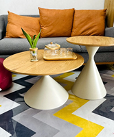 Ensemble Moderne de Tables Basses et d'Appoint Rondes en Bois Massif et Fer Forgé, Canapé Durable pour Salon