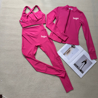 Ensemble trois pièces de sport décontracté pour femme, style OLA, brodé, respirant, idéal pour le yoga et la course à pied