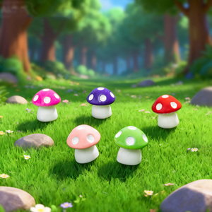 Nouveauté : Figurines de champignons miniatures en résine colorées pour la décoration de jardin féerique, aquarium, terrarium, maison de poupée - Product Image 4