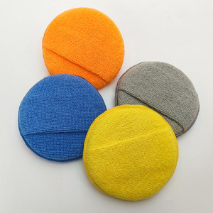ฟองน้ำขัดเคลือบสีรถยนต์แบบวงกลม ไมโครไฟเบอร์ แผ่นขัดเงาความหนาแน่นสูง อุปกรณ์ล้างรถแบบวงกลม สีส้ม น้ำเงิน เหลือง เทา - Product Image 1