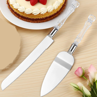 Ensemble de 2 ustensiles à gâteau en acier inoxydable à lame dentelée pour mariage et anniversaire, comprenant une spatule et un couteau à pain