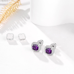 Boucles d'oreilles clous ovales de luxe Jachon en rubis et zircone cubique pour femme, bijoux en zircon et diamant - Product Image 2