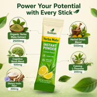 Poudre de thé Yerba Mate Solilan OEM/ODM avec Inuline, L-Théanine, sans sucre, favorise un métabolisme sain, stimule la santé