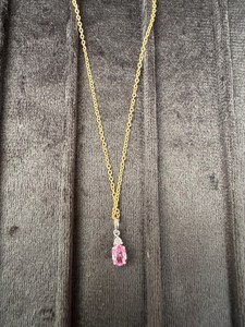 Collier minimaliste en or rose avec saphir rose et diamant, pendentif goutte pierre de naissance naturelle, bijoux pour la vie quotidienne, cadeau d'anniversaire pour elle - Product Image 4