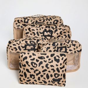 Custom Large Printed Leopard Mesh Reusable Soft Handle Large Capacity Foldable Cosmetic Bag Portable Eco-Friendly Travel - Product Image 1