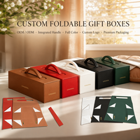 Boîte cadeau personnalisée pliable en kit avec poignée intégrée, découpe à l'emporte-pièce, auto-assemblage, emballage couleur pour la vente au détail et les fêtes