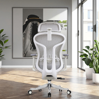 Chaise de direction pivotante contemporaine ergonomique en tissu à dossier haut avec base en alliage d'aluminium, soutien lombaire auto-ajustable et réglable