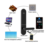 Serrure de porte d'hôtel intelligente sans clé avec carte RFID électrique, encodeur logiciel gratuit, clé mécanique et carte