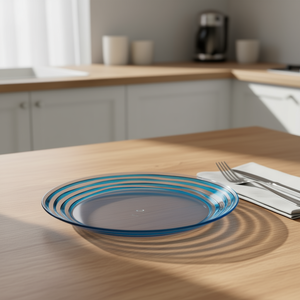 Ensemble de 4 assiettes à dîner en acrylique Swirl 12 pouces, bleu, sans BPA, passe au lave-vaisselle, design moderne, pour les fêtes - Product Image 2