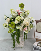 Rangkaian Bunga Hydrangea Hijau 60cm hingga 80cm dengan Daun Hijau dan Bunga Putih Gading, Dekorasi Meja Tengah, Dekorasi Latar Belakang Pernikahan, Rangkaian Bunga
