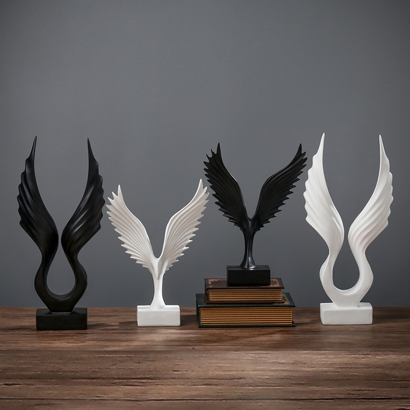 European creative resin crafts wings pattern TV office wine cabinet decoration