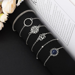 Fashion Jewelry <b>Sets</b> Alloy Silver Plated Flower Design <b>Bracelet</b> <b>Set</b> Women's Gift Trendy Style - Product Image 1