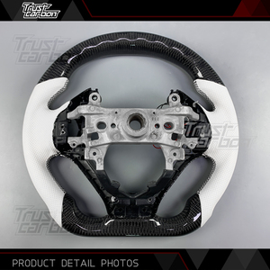 <span class=keywords><strong>Volante</strong></span> LED de Fibra de Carbono Personalizado para <span class=keywords><strong>Honda</strong></span> <span class=keywords><strong>Civic</strong></span> 9ª Generación 2011-2015 con Empuñaduras de Cuero Perforado Blanco, Compatible con 8ª, 10ª, 11ª Generación y CR-V - Product Image 5