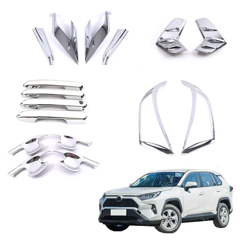 Nissantion doorcar Sun Visor Đèn pha lông mày mui xe bên ngoài sunshadeoration xe ABS cho TOYOTA RAV4 Chrome body Kit nhựa