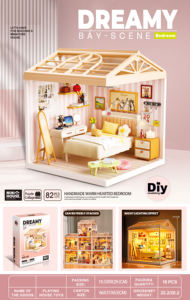 <span class=keywords><strong>ELI</strong></span> TOYS Casa de Muñecas en Miniatura 3D, Bloques de Construcción de Plástico para Armar, Rompecabezas DIY, Juguete Hecho a Mano para Desarrollar la Creatividad, Regalo - Product Image 2