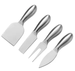 Juego de cuchillos para queso, 4 Uds., cuchillo para queso de acero inoxidable, tenedor, afeitadora, esparcidor para cubiertos de charcutería de queso duro suave