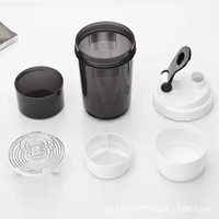 Bouteille de shaker de protéines pour la salle de sport, en plastique noir à trois couches, sans BPA, 500 ml, avec logo personnalisé, bouteille d'eau pour la salle de sport