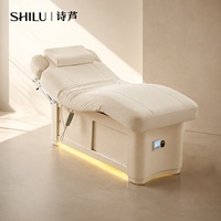 Table de soin électrique moderne SHILU style crème, réglable, pour esthéticiennes, salons de beauté, spas et soins de la peau