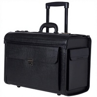 Valise trolley rigide 16 pouces en cuir véritable de haute qualité, légère, durable, avec roues verrouillables, design moderne, motif dessin animé, style avion classique