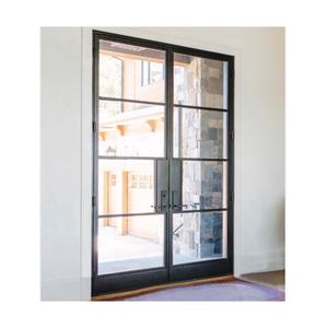 Hierro francés vidrio acero hierro forjado Exterior a prueba de viento hierro y puerta de vidrio sala de estar diseño gráfico moderno vidrio aluminio - Product Image 1