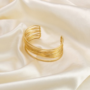 Open 18k Gold Plated Stainless Steel Collar Bracelet for Women <b>Light</b> Luxury High-End Fashion Cuff Jewelry for Summer - Product Image 2