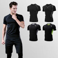 Ensemble de 5 pièces pour hommes : pantalon de compression, t-shirt, haut à manches courtes, veste, ensemble de sport pour la salle de sport
