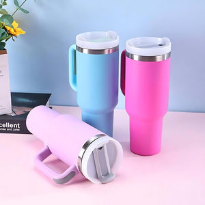 Stan minum Tumbler baja tahan karat 40oz kustom cangkir terisolasi perjalanan 40oz Mug termal 40oz dengan pegangan dan sedotan - Product Image 3